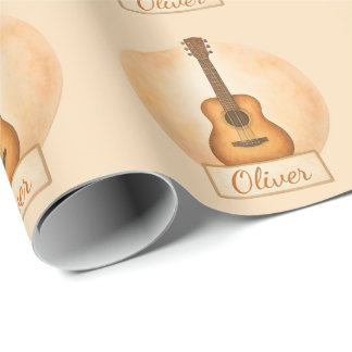 Personalized Name Acoustic Guitar For Music Lovers Wrapping Paper
