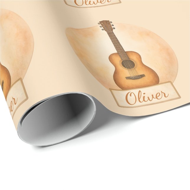 Personalized Name Acoustic Guitar For Music Lovers Wrapping Paper (Roll Corner)