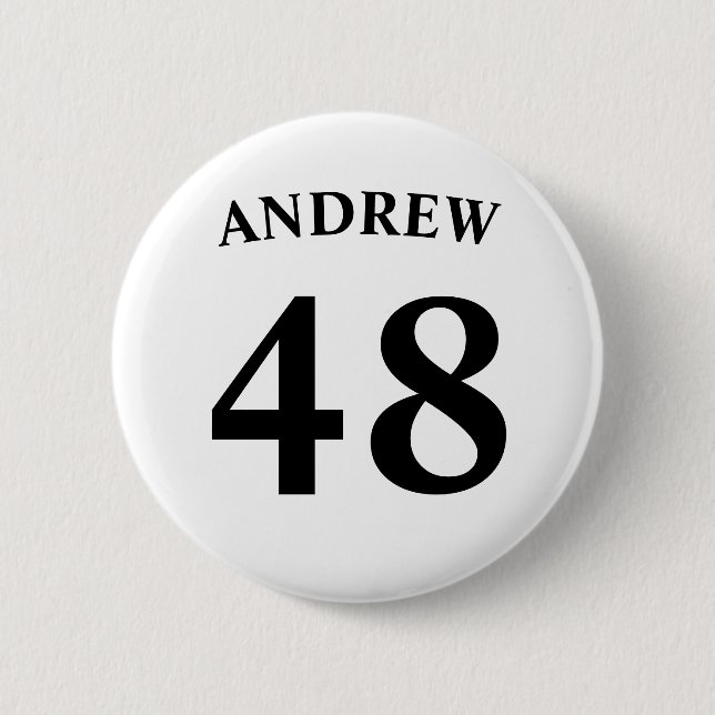 Personalized name and Jersey number  6 Cm Round Badge (Front)