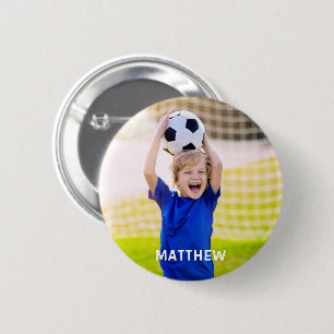 Personalized Name and Photo Football Sport  6 Cm Round Badge