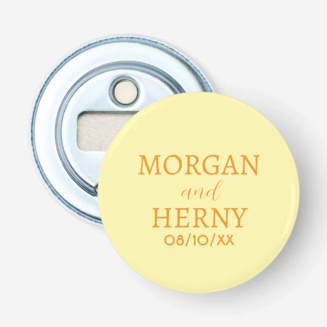 PERSONALIZED NAME AND TEXT STYLISH MODERN WEDDING BOTTLE OPENER (Front)