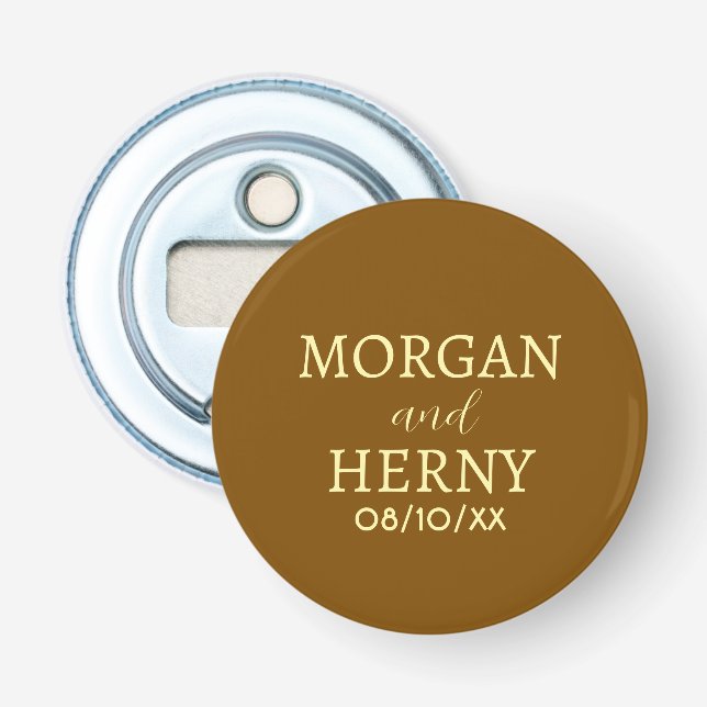 PERSONALIZED NAME AND TEXT STYLISH MODERN WEDDING BOTTLE OPENER (Front)