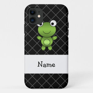 Personalized name baby frog black criss cross iPhone 11 case