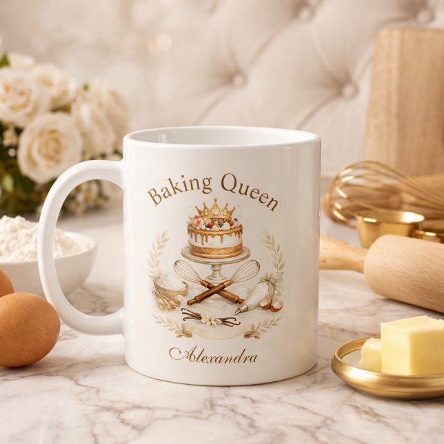 Personalized Name Baking Queen Coffee Mug (Creator Uploaded)