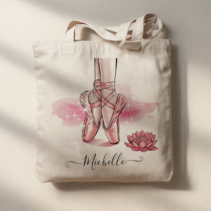 Personalized Name Ballet Ballerina Shoes Dance     Tote Bag