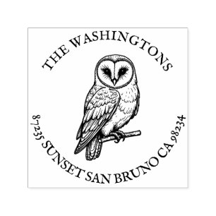 Personalized Name Barn Owl Return Address Stamp