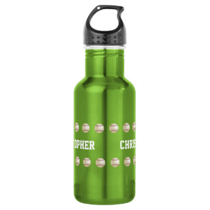 Personalized Name, Baseball, Apple Green 532 Ml Water Bottle