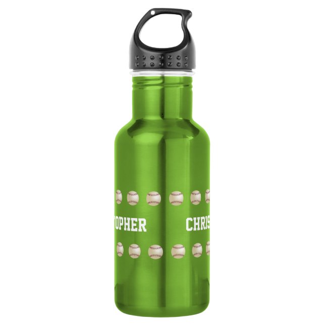Personalized Name, Baseball, Apple Green 532 Ml Water Bottle (Front)