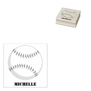Personalized Name Baseball  Rubber Stamp
