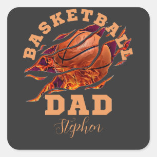 Personalized name basketball dad fathers day square sticker