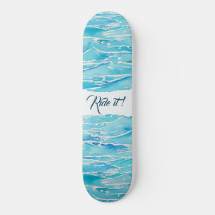 Personalized Name Beach Waves Watercolor beach Skateboard
