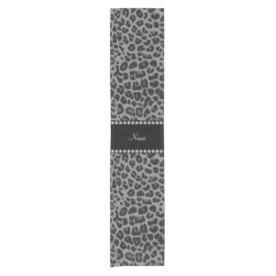 Personalized name black leopard pattern short table runner