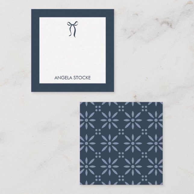 Personalized Name Blue Bow Card (Front/Back)