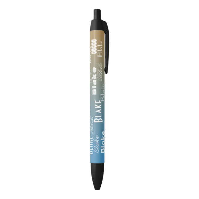 Personalized Name Blue peach sunset   Black Ink Pen (Bottom (Vertical))