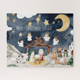 Personalized Name Christian Kids Christmas Jigsaw Puzzle