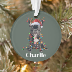 Personalized Name Christmas French Bulldog Dog Ornament