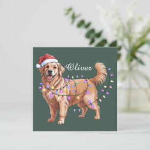 Personalized Name Christmas Golden Retriever Dog Holiday Card
