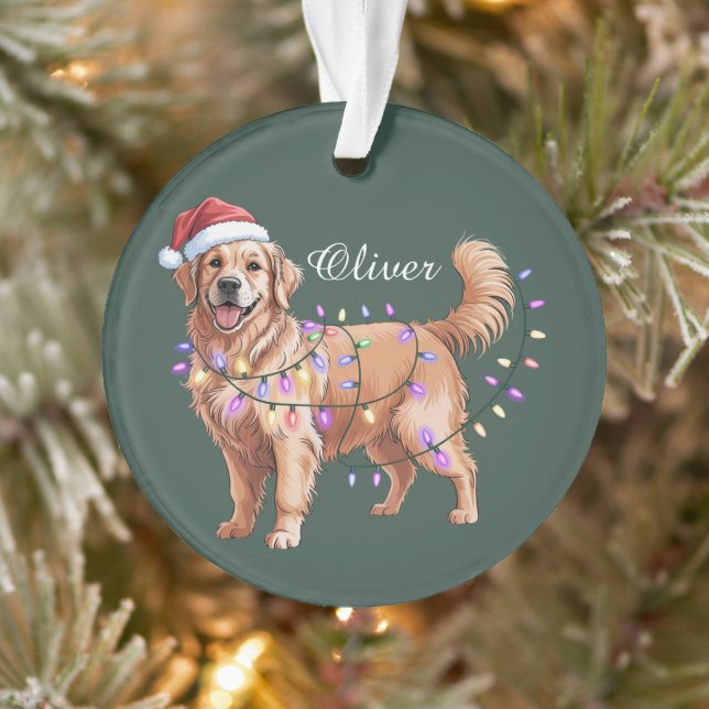 Personalized Name Christmas Golden Retriever Dog  Ornament (Tree)