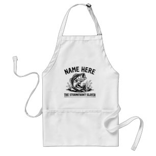 Personalized Name Classic Bass Fishing Storm Standard Apron