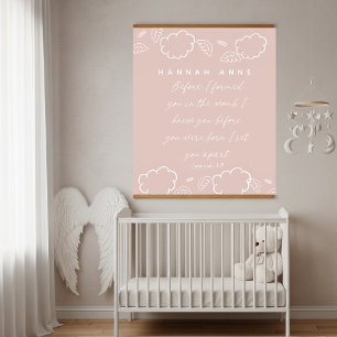 Personalized Name Cloud Jeremiah 1:5 Nursery pink Hanging Tapestry