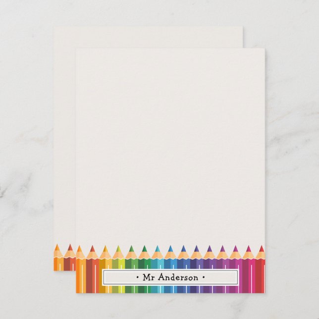 Personalized Name Colorful Pencils Teacher's Card (Front/Back)