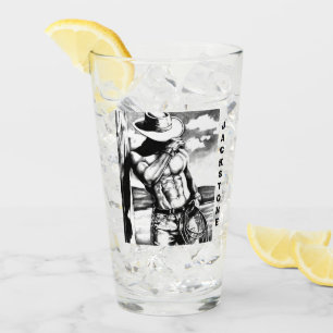 Personalized Name Cool Bodybuilding Cowboy Art Glass