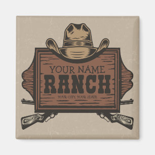 Personalized NAME Cowboy Guns Western Ranch Sign Magnet