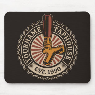 Personalized NAME Craft Beer Taphouse Brewery Bar Mouse Mat