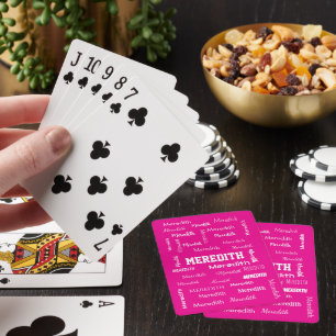 Personalized Name Custom Hot Pink Playing Cards