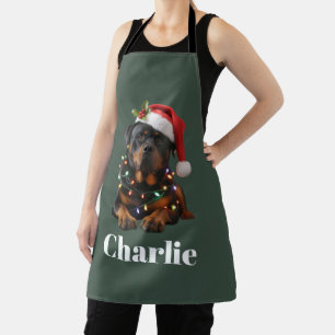Personalized Name Custom Rottweiler Dog Christmas  Apron