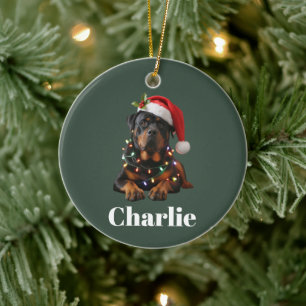 Personalized Name Custom Rottweiler Dog Christmas  Ceramic Tree Decoration
