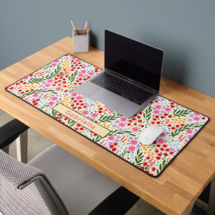 Personalized Name Cute Floral Colorful Girl Gift   Desk Mat