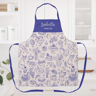 Personalized Name Cute Hand Drawn Food Apron