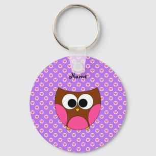 Personalized name cute owl key ring