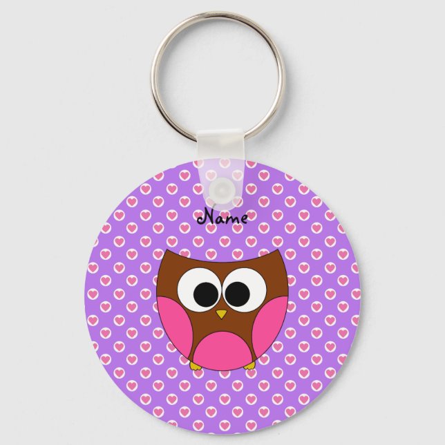 Personalized name cute owl key ring (Front)