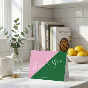 Personalized Name Cute Preppy Pink and Green  Thank You Card
