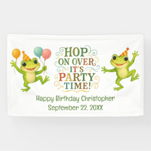 Personalized Name Date Frog Boys Toddler Birthday Banner