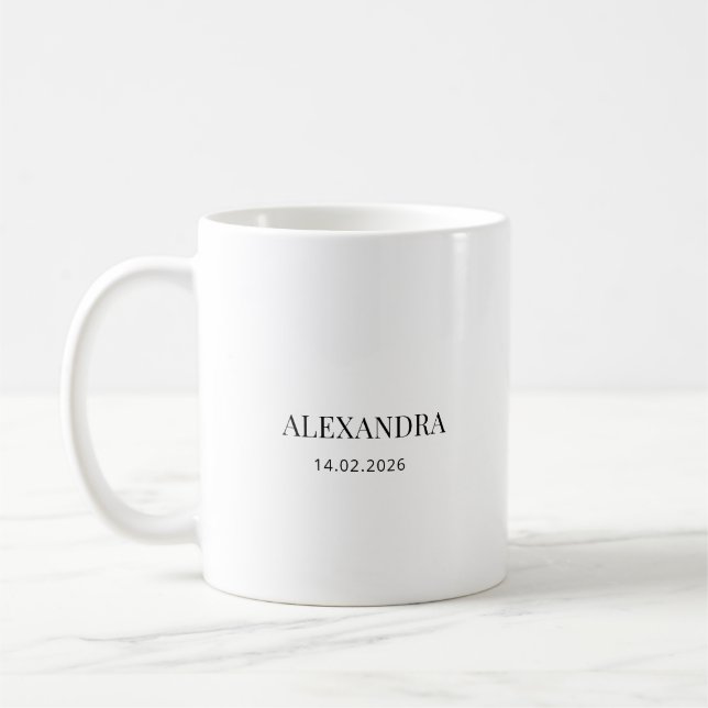 Personalized Name & Date Mug – Minimal Valentine G (Left)