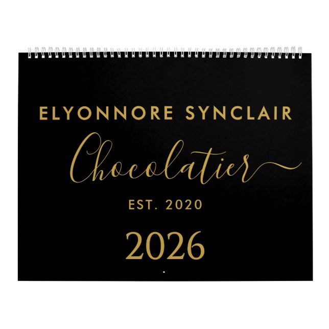 Personalized Name Est Date Chocolatier Business Calendar (Cover)