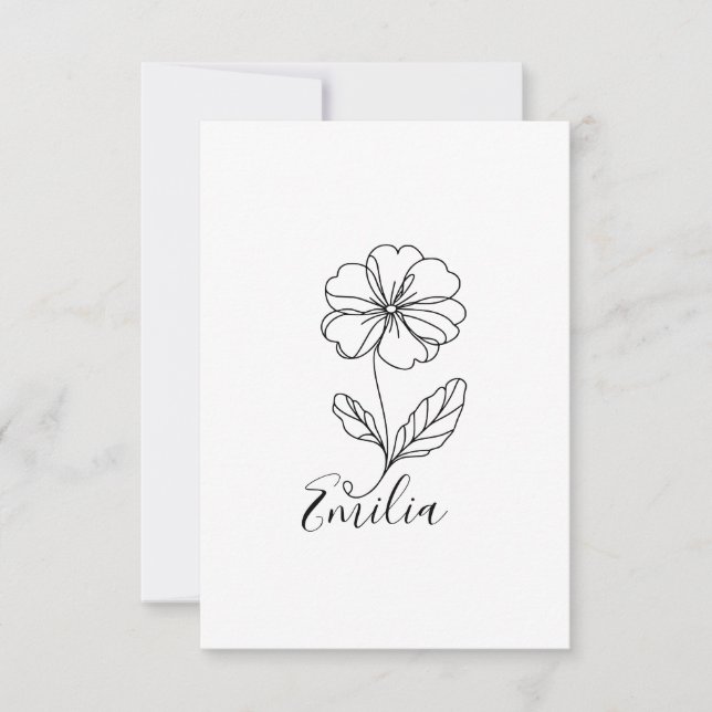 Personalized name February primrose Birth Flower Thank You Card (Front)