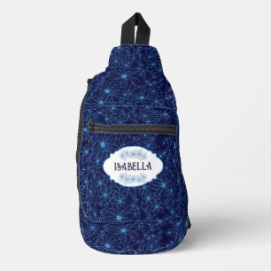 Personalized Name Feminine Blue Floral Pattern Sling Bag