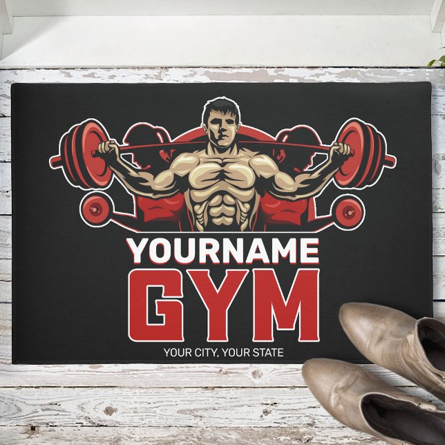 Personalized NAME Fitness Home GYM Weight Lifting Doormat (Creator Uploaded)