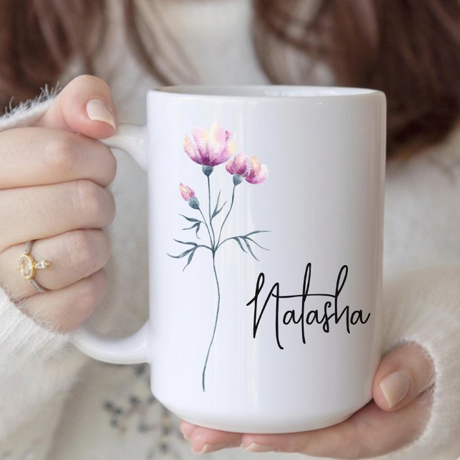 Personalized Name Floral Mug Gift for Mom or Kids (Personalized Name Floral Mug Gift for Mom Grandma, Birthday, Graduation or Bridesmaids)
