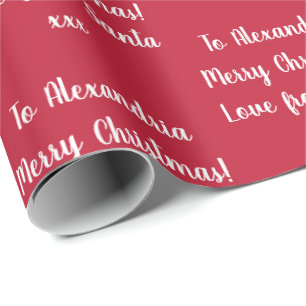 Personalized Name From Santa Christmas Red Wrapping Paper