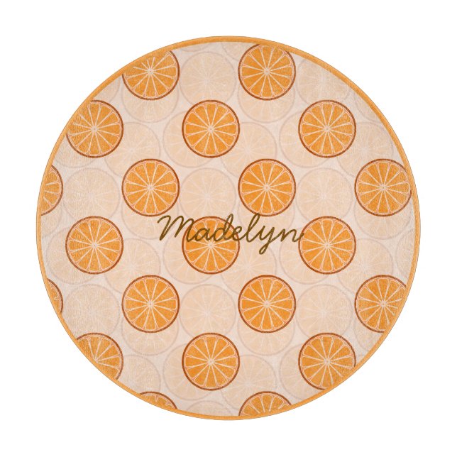 Personalized name fruit orang &brown Cutting Board (Front)