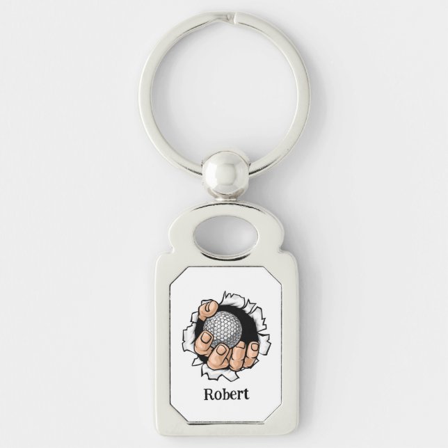 Personalized name Funny golf ball Key Ring (Front)