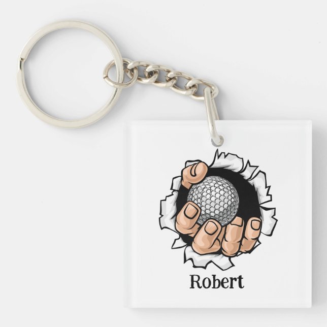 Personalized name Funny golf ball Key Ring (Front)