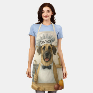 Personalized Name Funny Great Dane Dog Chef Apron