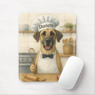 Personalized Name Funny Great Dane Dog Chef Mouse Mat