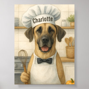 Personalized Name Funny Great Dane Dog Chef Poster